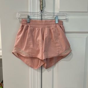 Lululemon Hotty Hot shorts. 4”. Low-rise. Light pink, size 4.